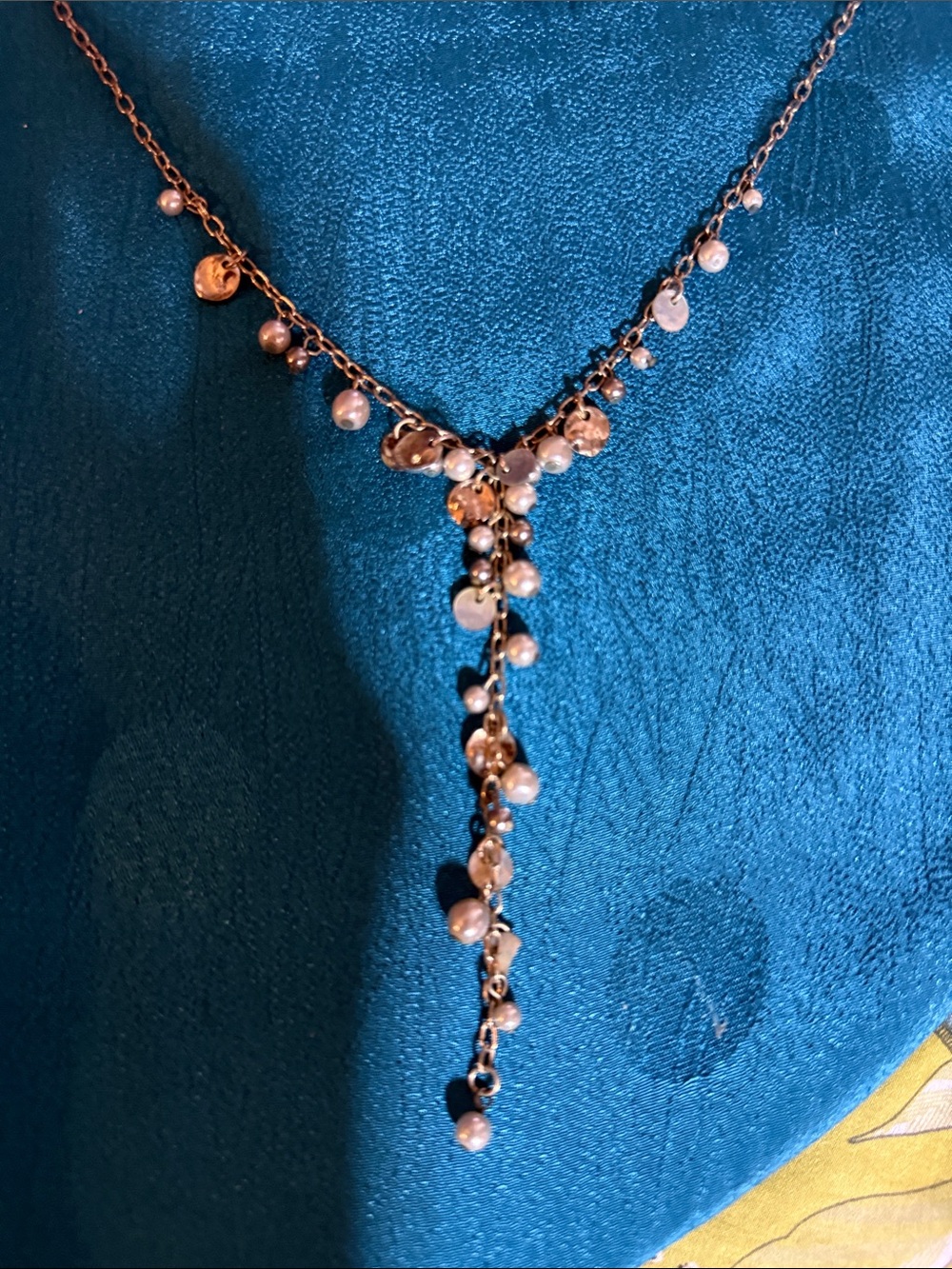 Delicate silver Pearl Drop Y-Necklace